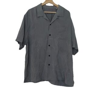 Tommy Bahama Gray 100% Silk Short Sleeve Casual Button Down Sz. XL